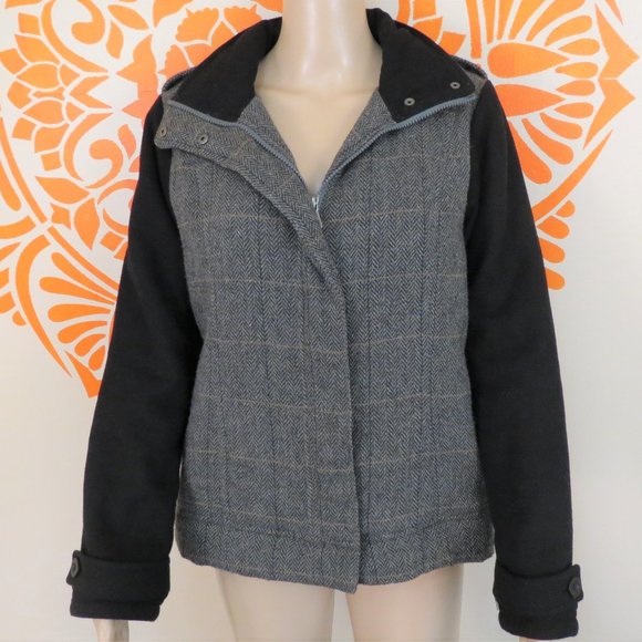 Prana Black & Gray Wool Winter Coat XS - Picture 4 of 5
